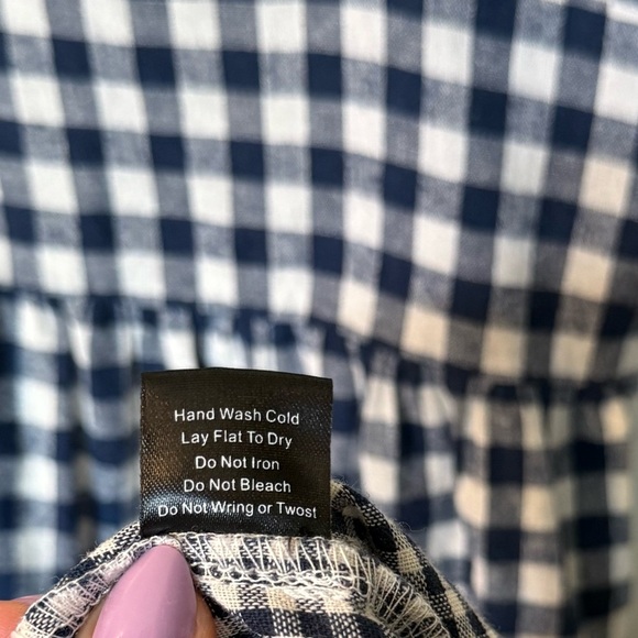 POL Navy and White Gingham Boho Ruffle Sleeveless Midi Dress- Size Large - Picture 7 of 9